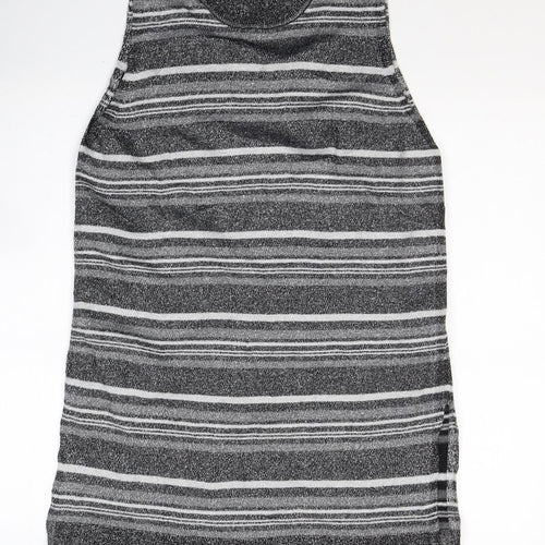 Peacocks Womens Grey Round Neck Striped Viscose Tunic Jumper Size 16