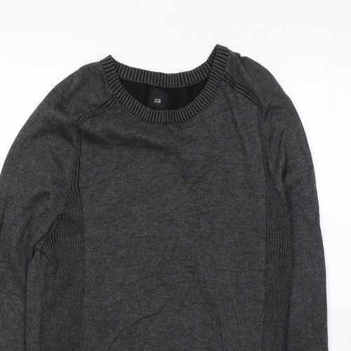 River Island Mens Grey Round Neck  Acrylic Pullover Jumper Size M