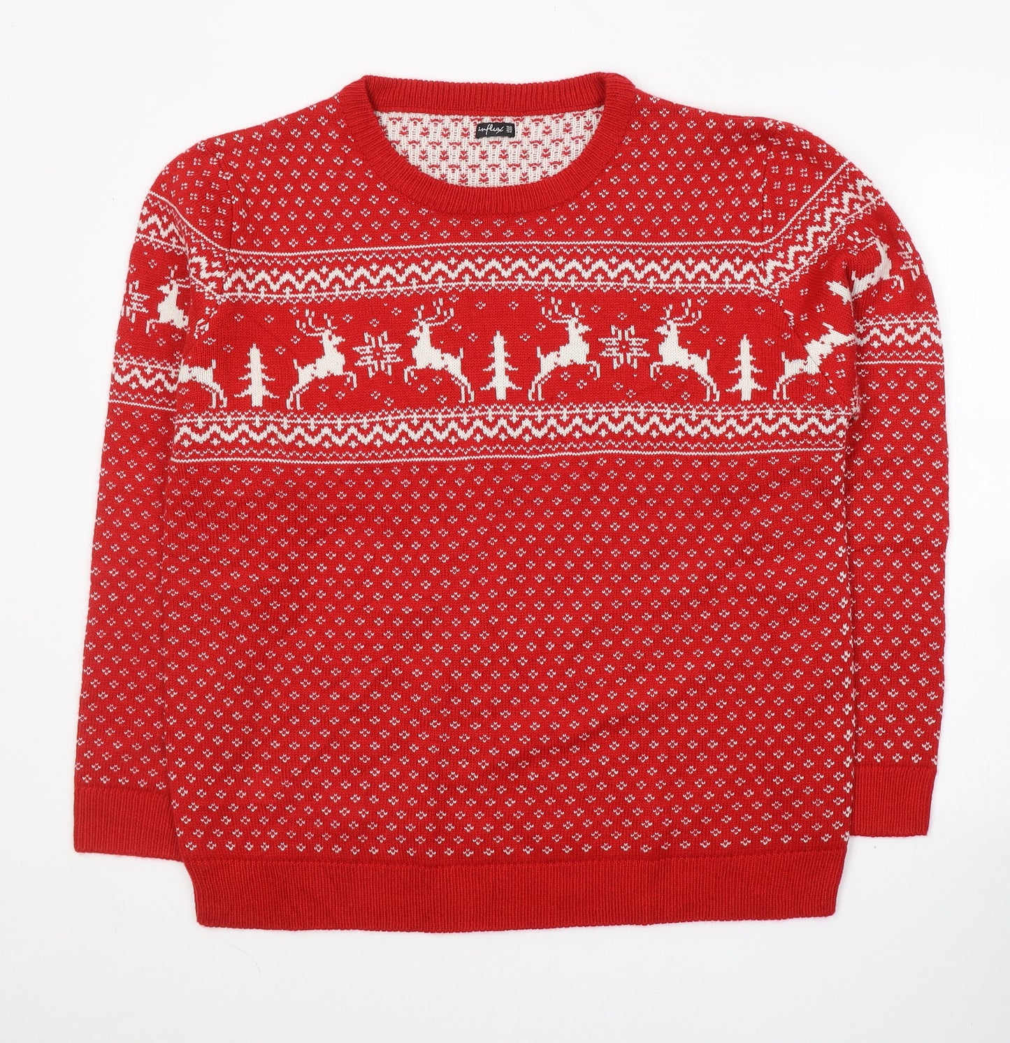 Influx Womens Red Round Neck  Acrylic Pullover Jumper Size 24   - Christmas jumper