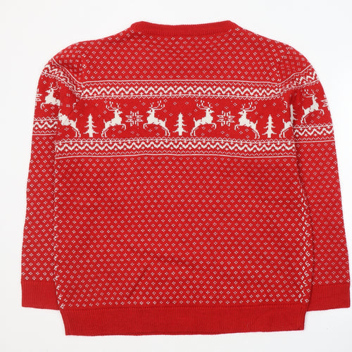 Influx Womens Red Round Neck  Acrylic Pullover Jumper Size 24   - Christmas jumper