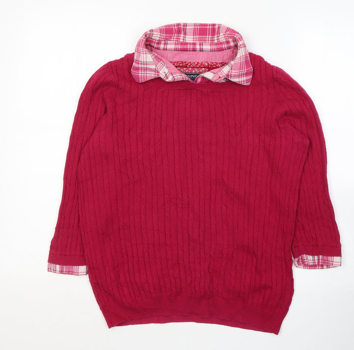 Debenhams Womens Pink Collared  Cotton Pullover Jumper Size 12