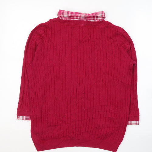 Debenhams Womens Pink Collared  Cotton Pullover Jumper Size 12