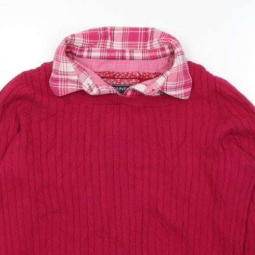 Debenhams Womens Pink Collared  Cotton Pullover Jumper Size 12