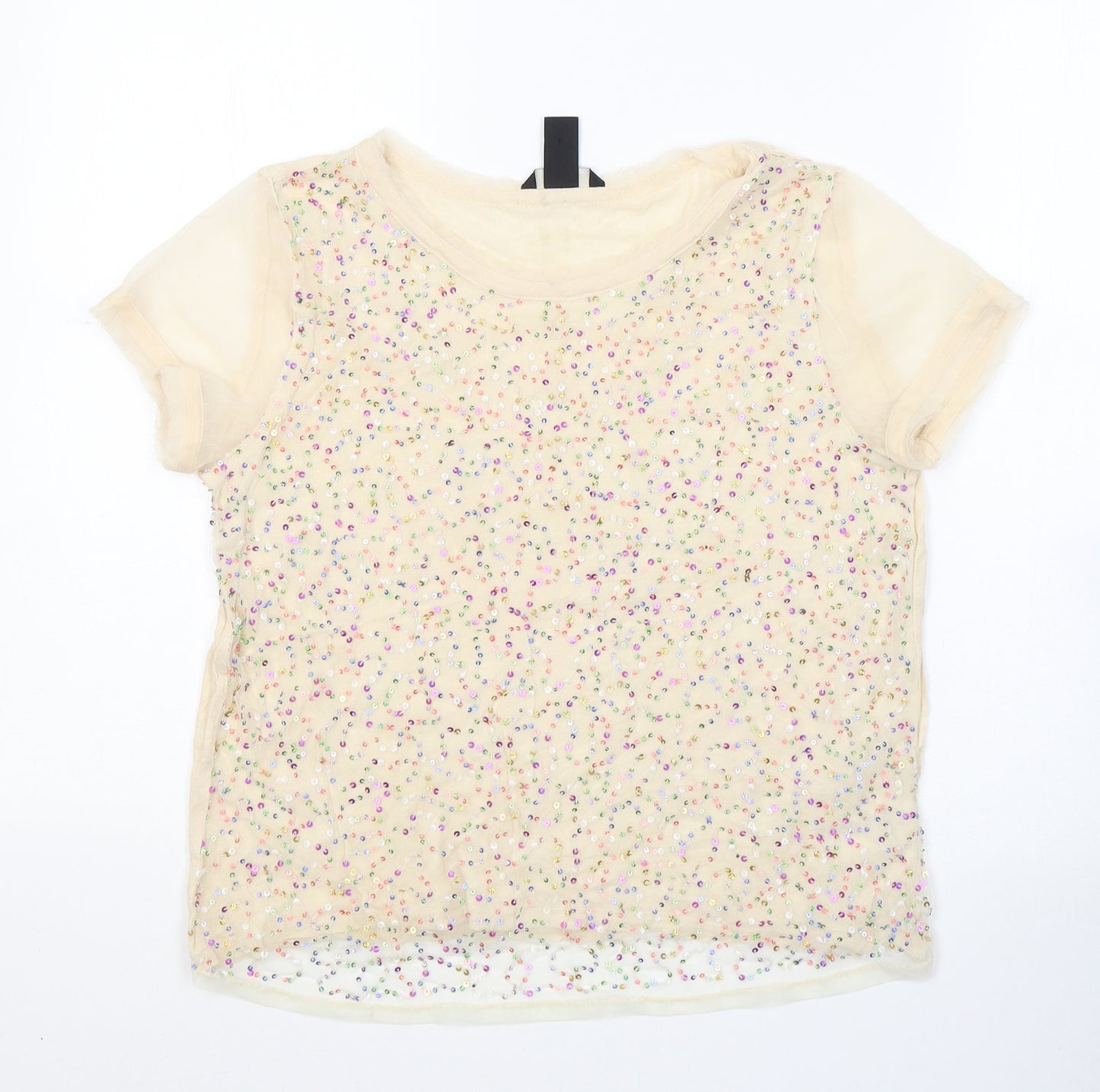H&M Womens Beige  Polyester Basic T-Shirt Size XS Round Neck