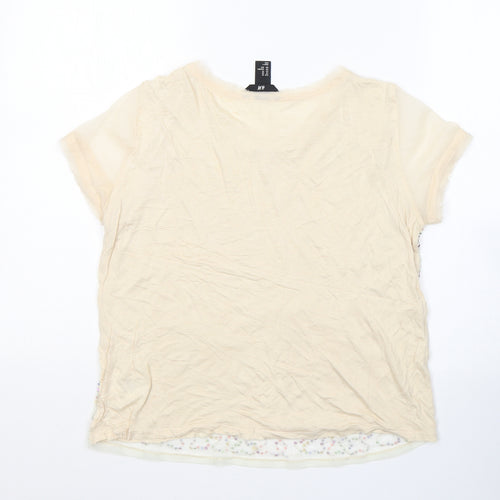H&M Womens Beige  Polyester Basic T-Shirt Size XS Round Neck