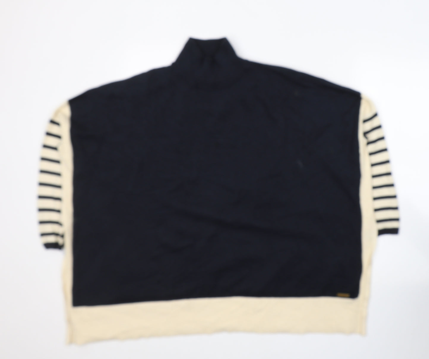 Part Two Womens Blue High Neck Striped Cotton Pullover Jumper Size S   - side slits