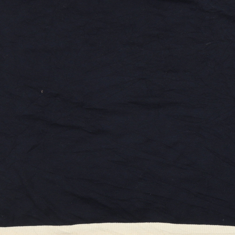Part Two Womens Blue High Neck Striped Cotton Pullover Jumper Size S   - side slits