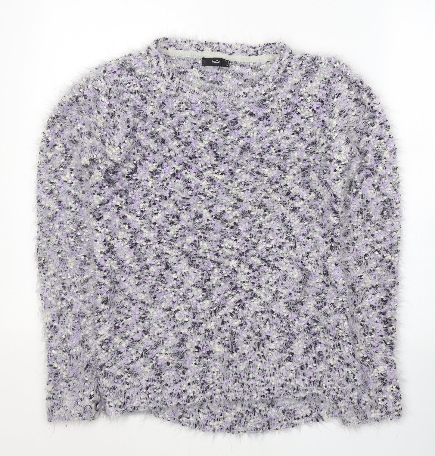 M&Co Womens Pink Round Neck  Nylon Pullover Jumper Size 14