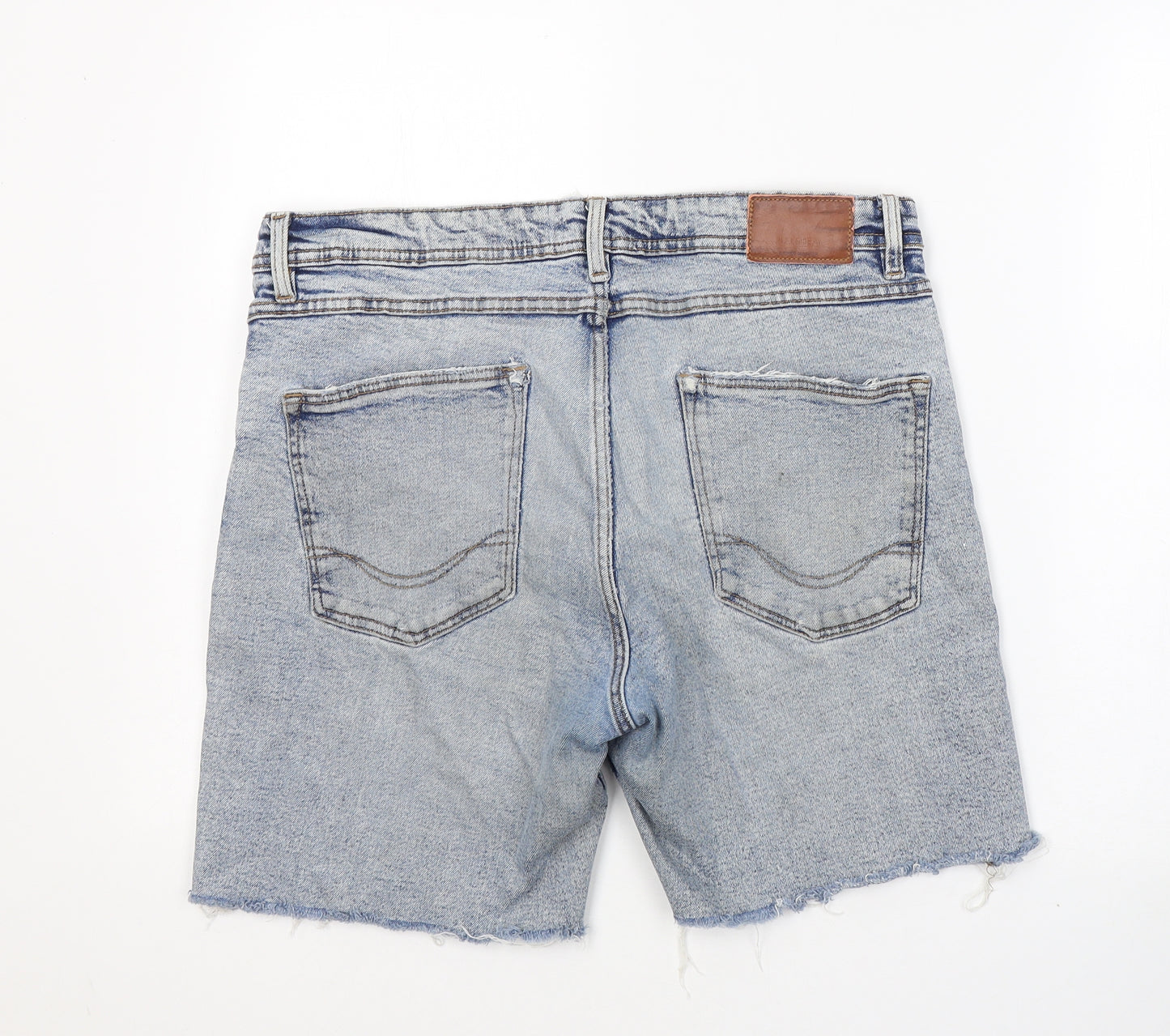 Pull&Bear Womens Blue  Cotton Boyfriend Shorts Size 16 L7 in Regular Button