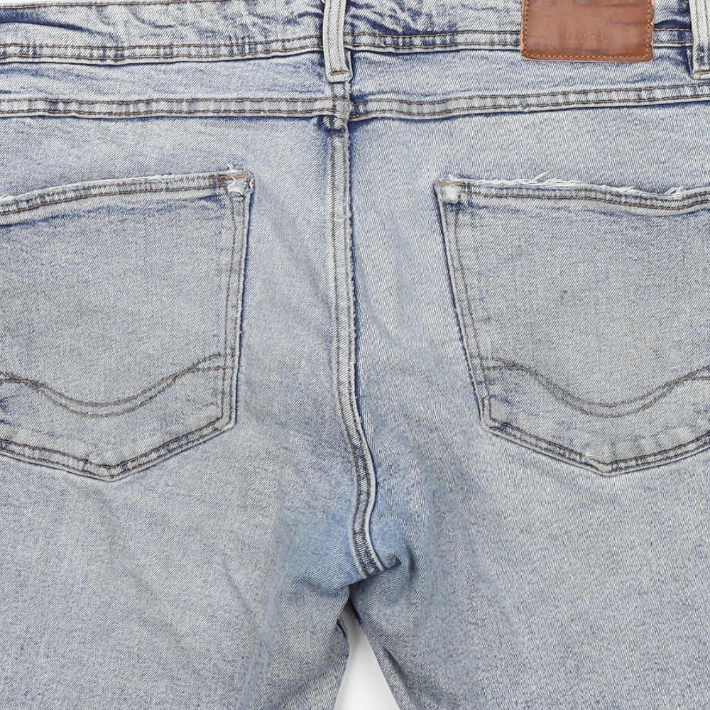 Pull&Bear Womens Blue  Cotton Boyfriend Shorts Size 16 L7 in Regular Button