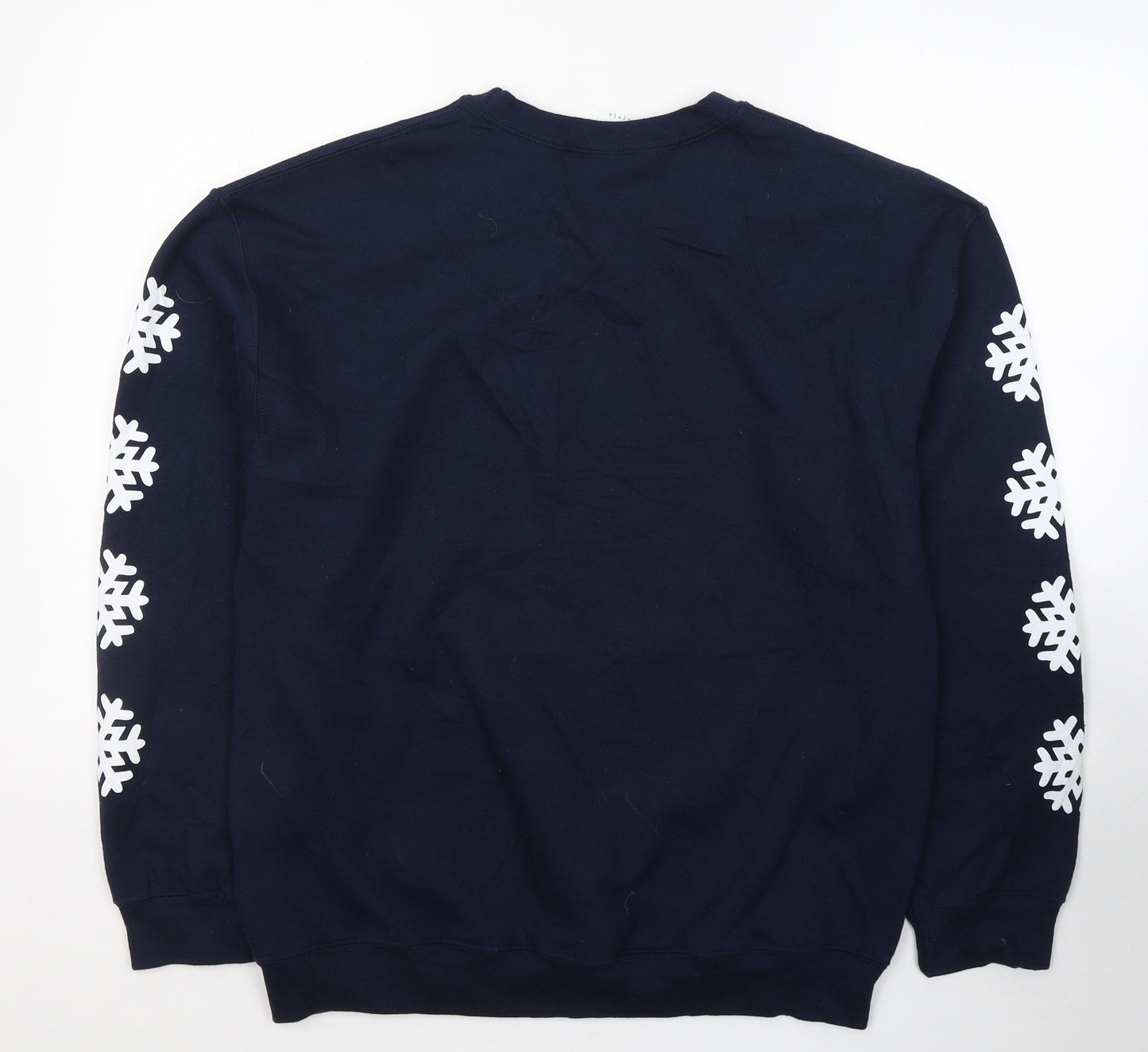 Gildan Mens Blue Geometric Cotton Pullover Sweatshirt Size L   - Rick & Morty Christmas