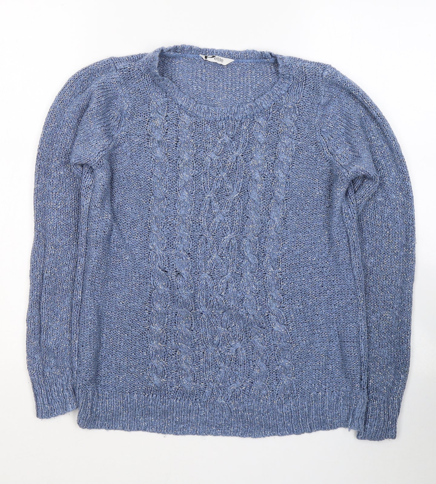 BHS Womens Blue Round Neck  Acrylic Pullover Jumper Size 14