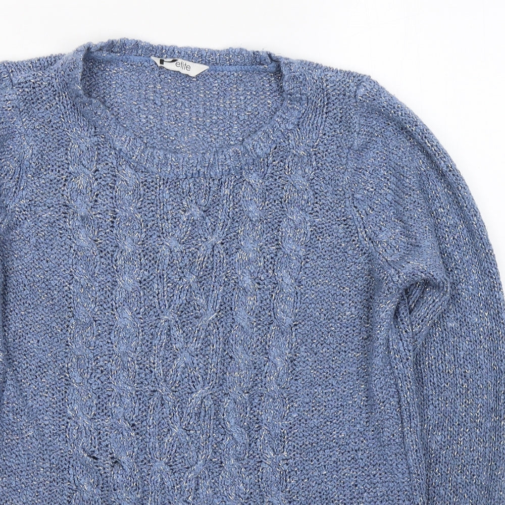BHS Womens Blue Round Neck  Acrylic Pullover Jumper Size 14