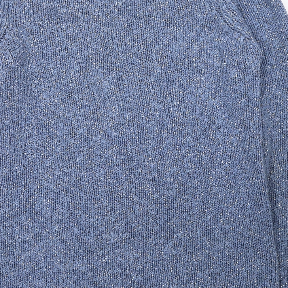 BHS Womens Blue Round Neck  Acrylic Pullover Jumper Size 14