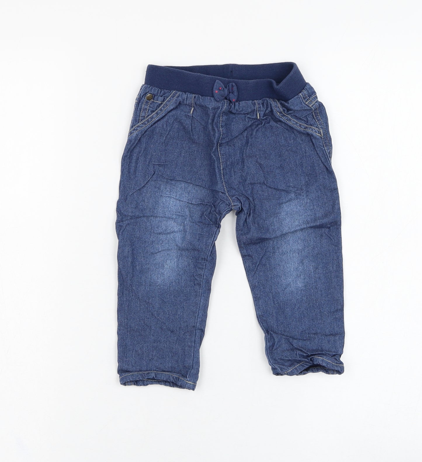 George Girls Blue  Cotton Capri Jeans Size 12-18 Months  Pullover