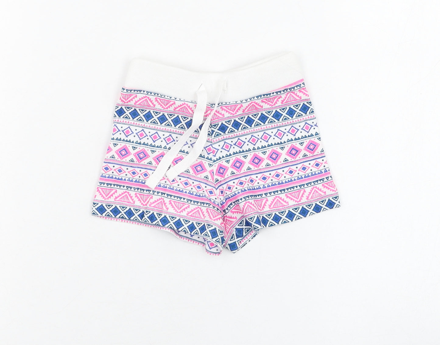 Primark Girls White Geometric Cotton Cropped Trousers Size 18-24 Months  Pullover