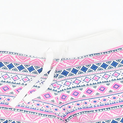 Primark Girls White Geometric Cotton Cropped Trousers Size 18-24 Months  Pullover