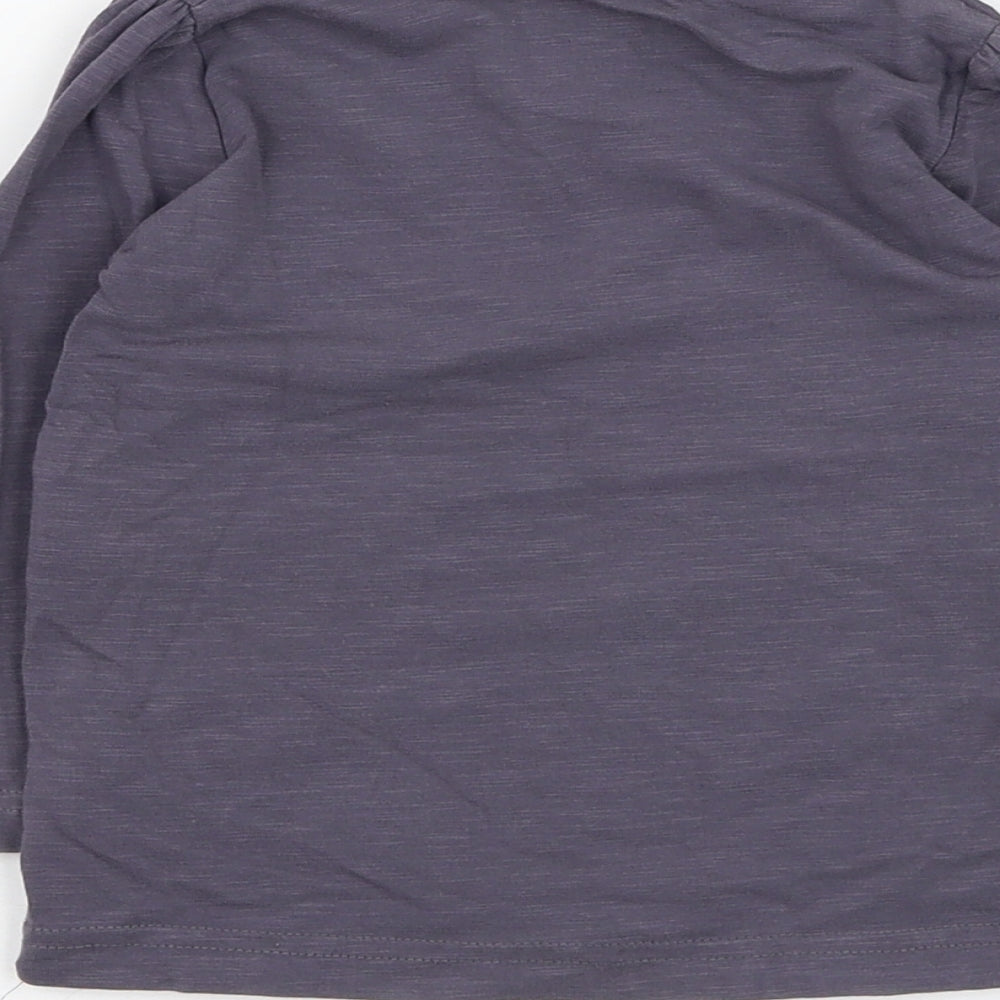 name it Girls Grey  Cotton Basic T-Shirt Size 9-12 Months Round Neck Pullover - Balloon