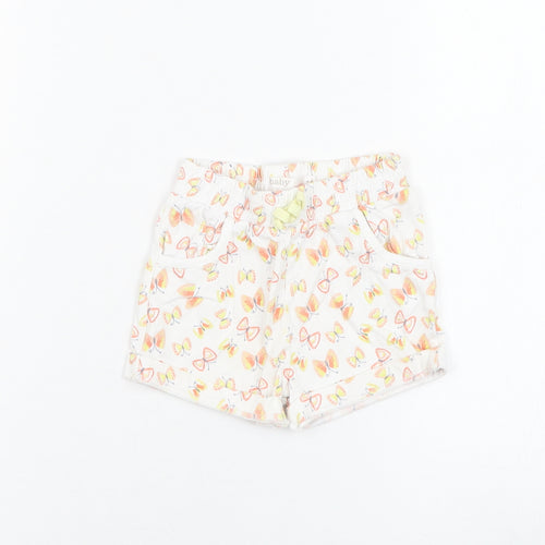 M&Co Girls Ivory  Cotton Cropped Trousers Size 6-9 Months  Pullover - Butterfly