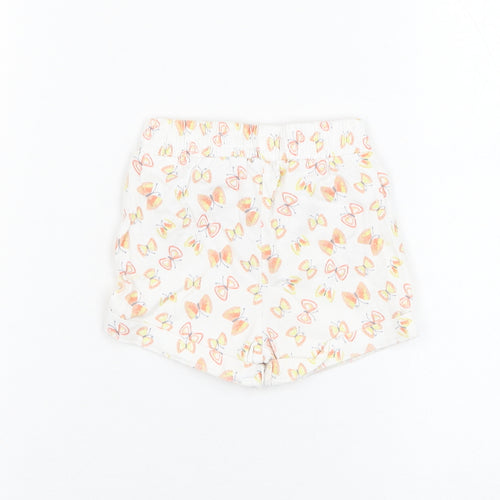 M&Co Girls Ivory  Cotton Cropped Trousers Size 6-9 Months  Pullover - Butterfly
