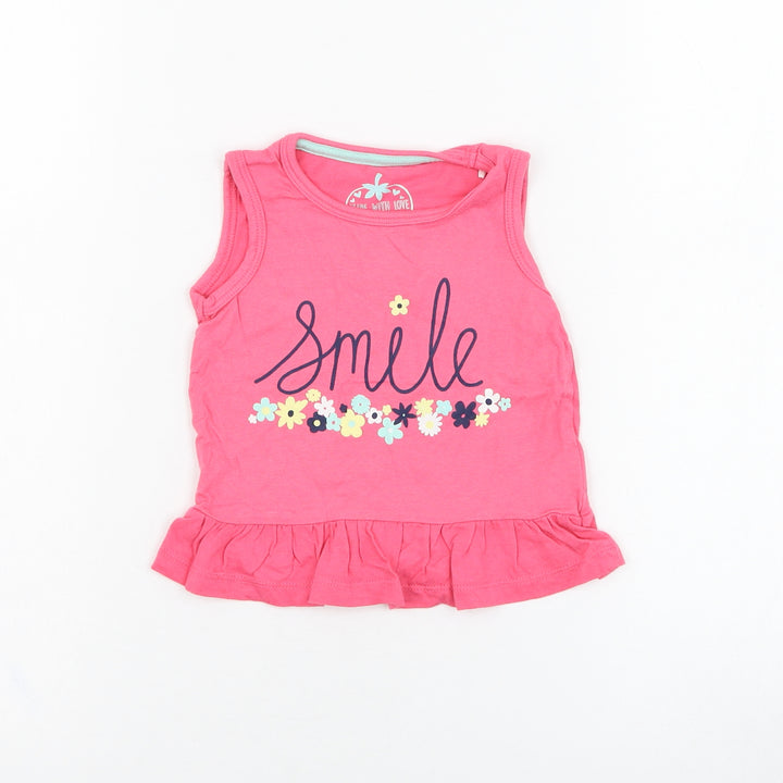 Primark Girls Pink Cotton Basic Tank Size 12-18 Months Round Neck Pullover - Smile