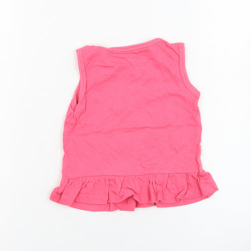 Primark Girls Pink  Cotton Basic Tank Size 12-18 Months Round Neck Pullover - Smile