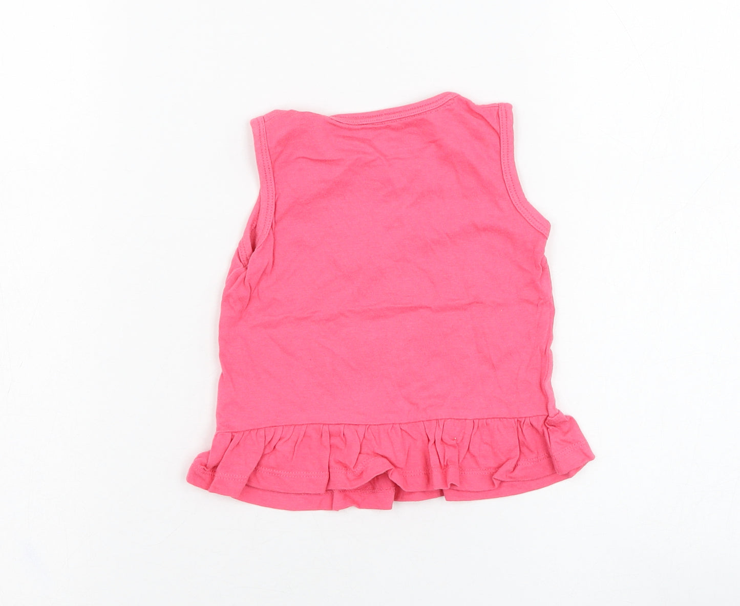 Primark Girls Pink  Cotton Basic Tank Size 12-18 Months Round Neck Pullover - Smile