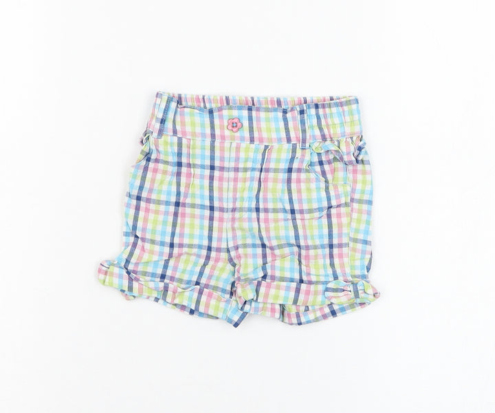 M&Co Girls Ivory Check Cotton Cropped Trousers Size 9-12 Months Pullover