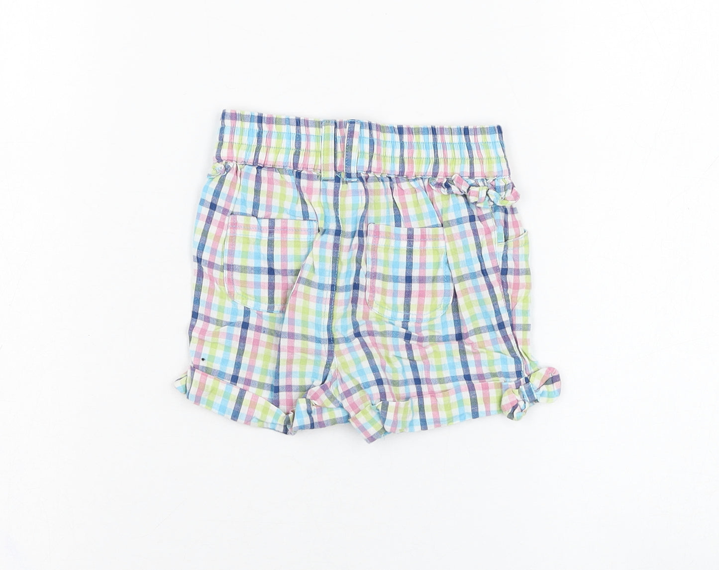 M&Co Girls Ivory Check Cotton Cropped Trousers Size 9-12 Months  Pullover