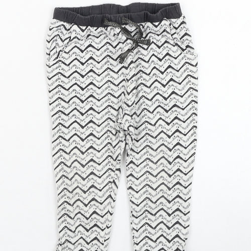 NEXT Girls Ivory Geometric Cotton Jogger Trousers Size 9-12 Months  Pullover