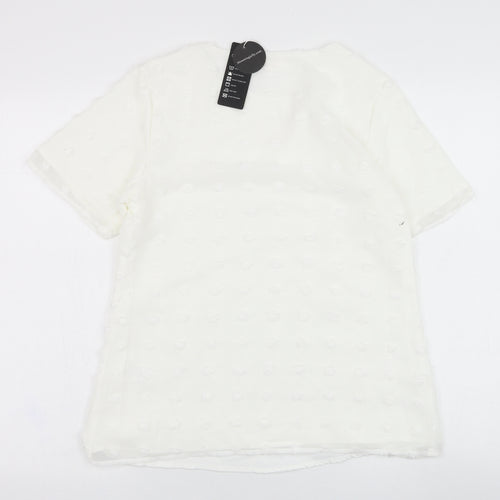 Blooming Jelly Womens White  Polyester Tunic Blouse Size S Round Neck