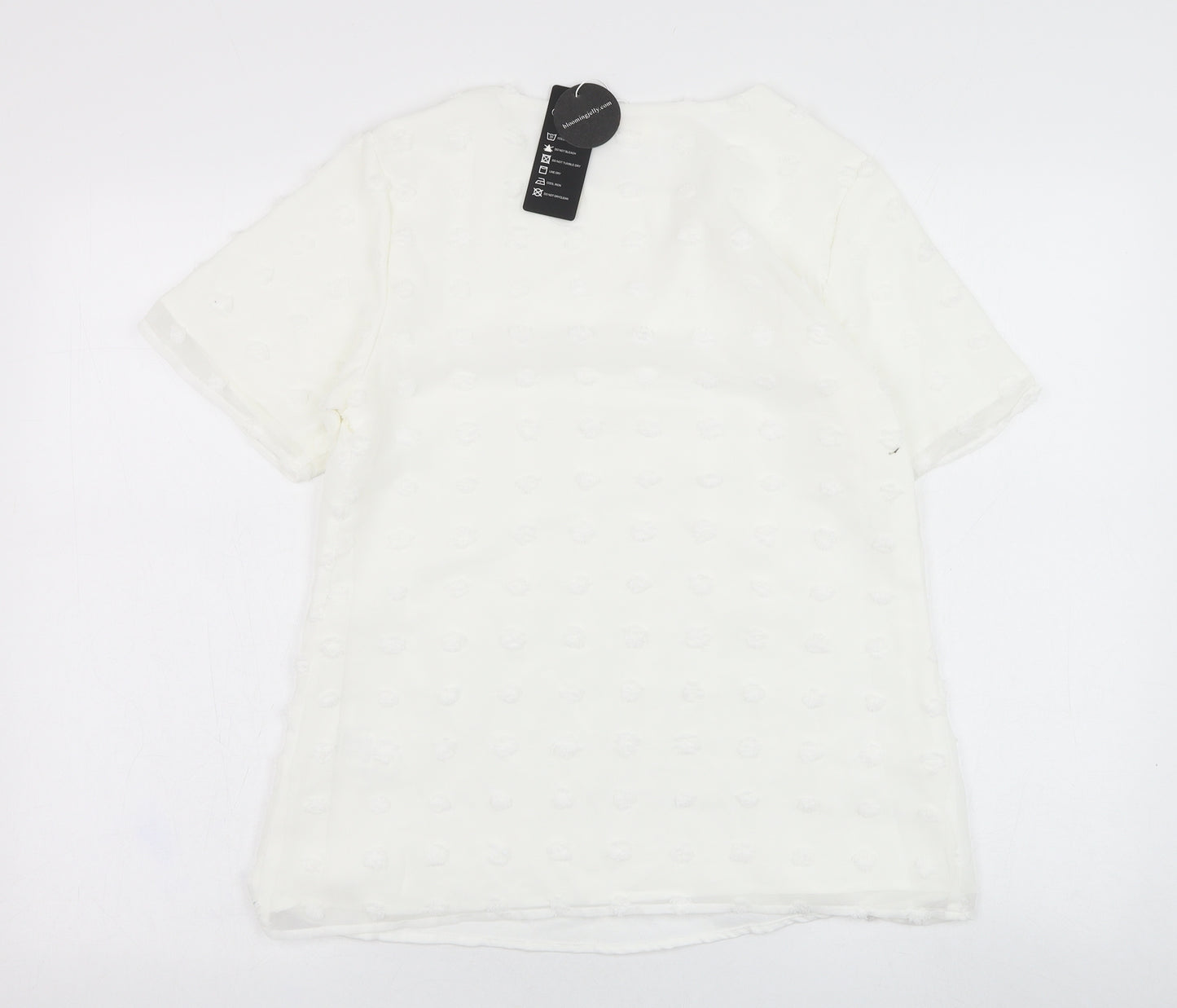 Blooming Jelly Womens White  Polyester Tunic Blouse Size S Round Neck