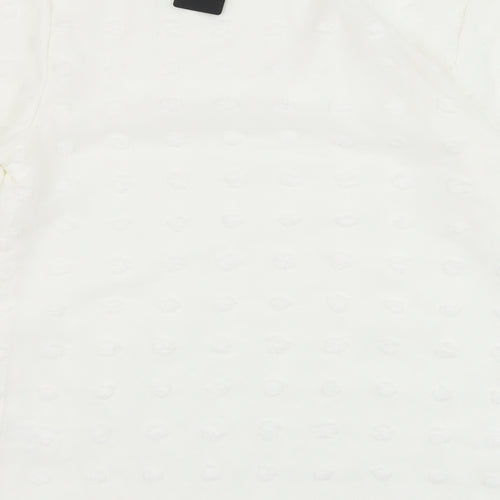 Blooming Jelly Womens White  Polyester Tunic Blouse Size S Round Neck