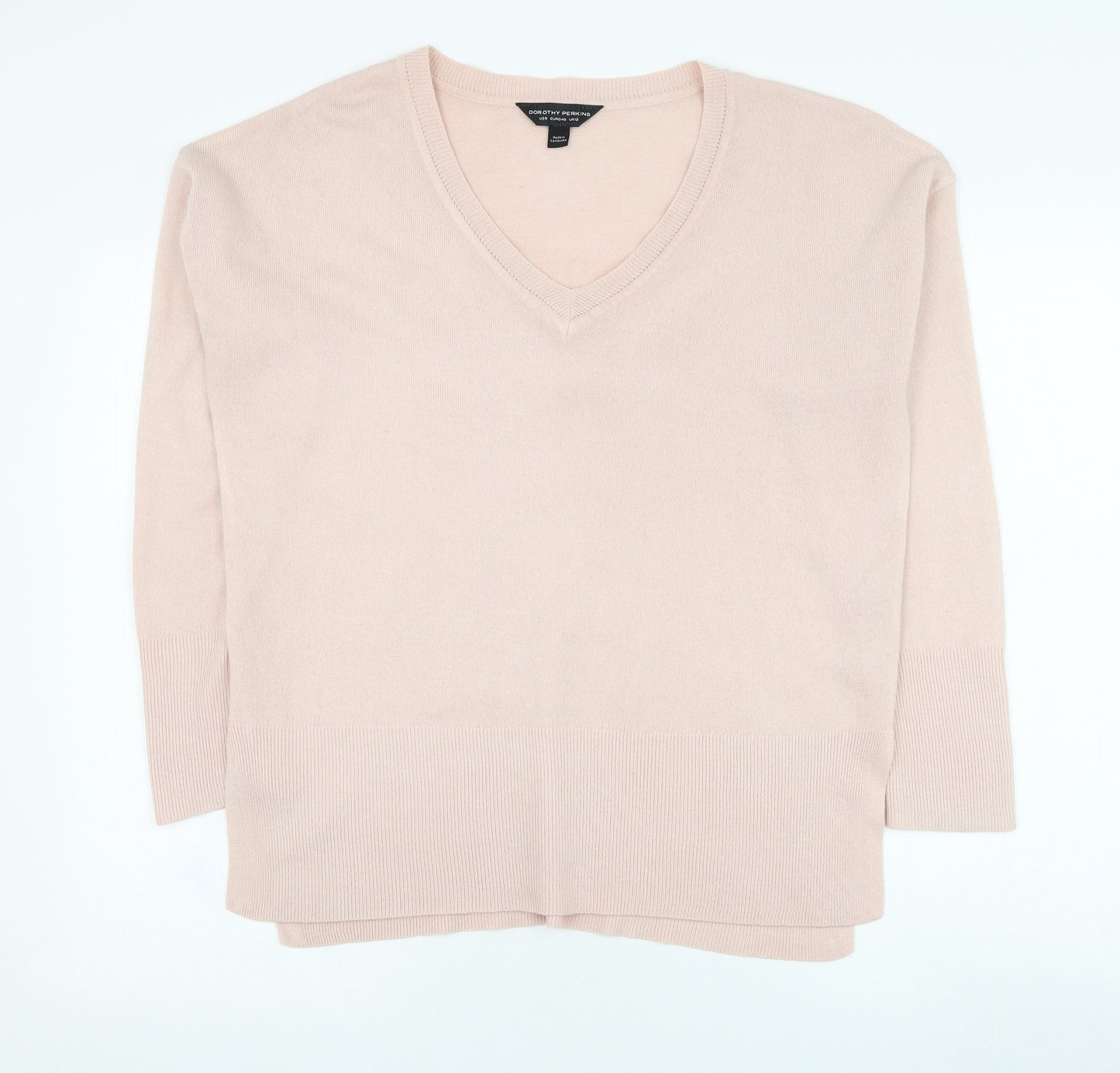 Dorothy Perkins Womens Pink V-Neck  Acrylic Pullover Jumper Size 12