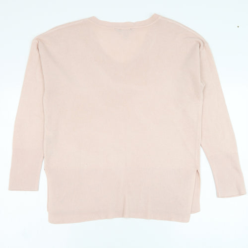 Dorothy Perkins Womens Pink V-Neck  Acrylic Pullover Jumper Size 12