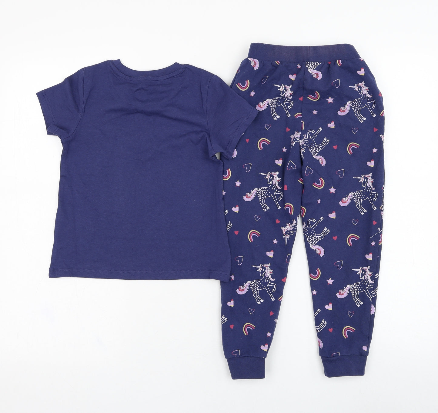 Very Girls Blue  Cotton Jogger Trousers Size 4-5 Years  Regular Pullover - T-shirt and Jogger set, Unicorn