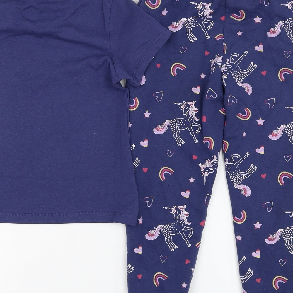 Very Girls Blue  Cotton Jogger Trousers Size 4-5 Years  Regular Pullover - T-shirt and Jogger set, Unicorn