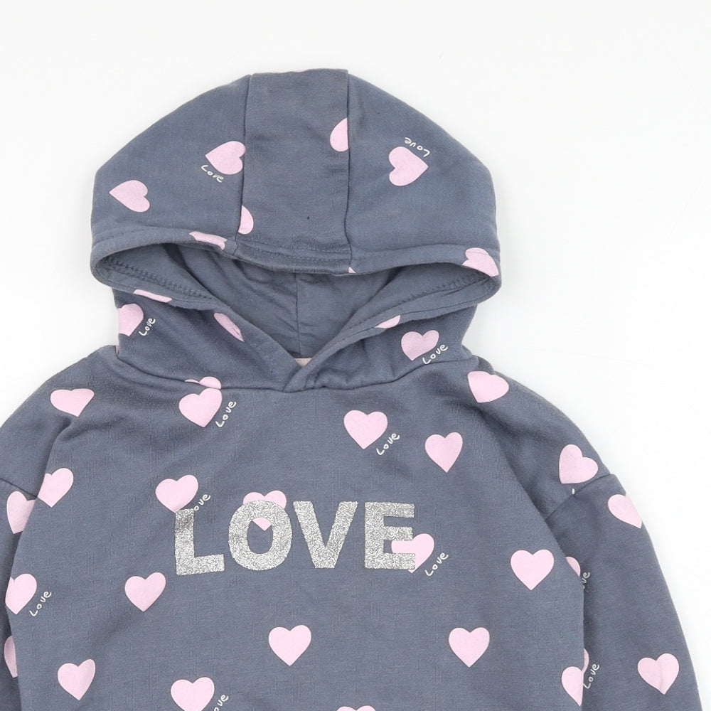 Primark Girls Grey  Cotton Pullover Hoodie Size 4-5 Years  Pullover - Love