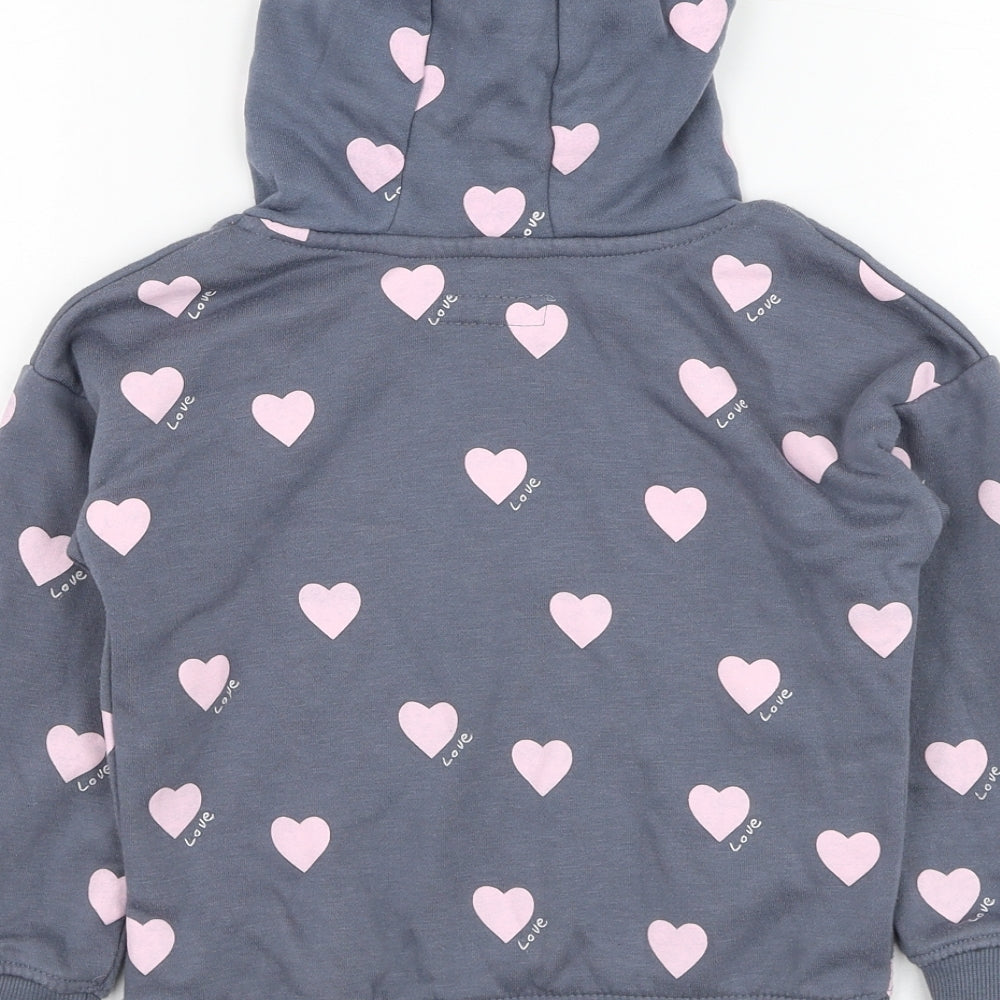Primark Girls Grey  Cotton Pullover Hoodie Size 4-5 Years  Pullover - Love