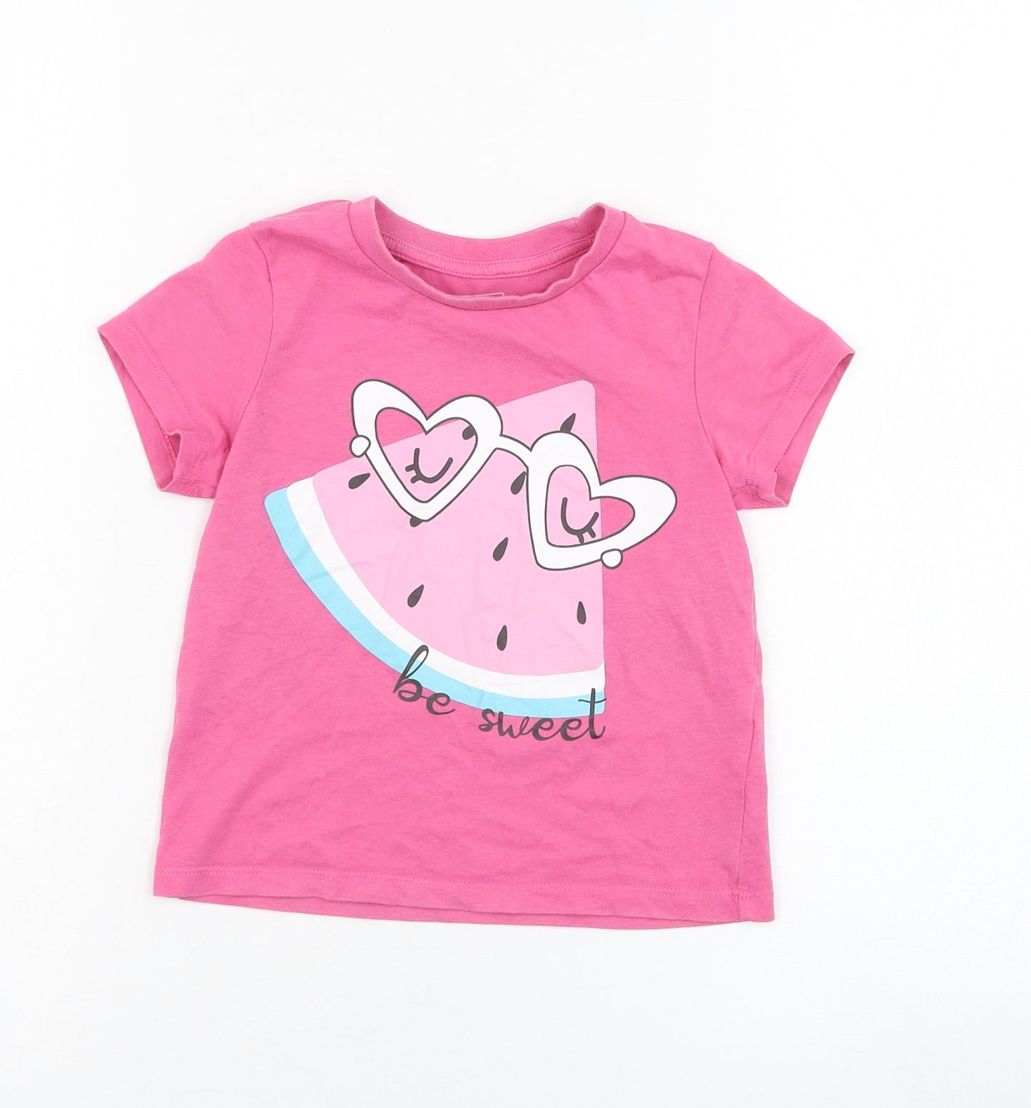 Very Girls Pink  Cotton Basic T-Shirt Size 4-5 Years Round Neck Pullover - Watermelon