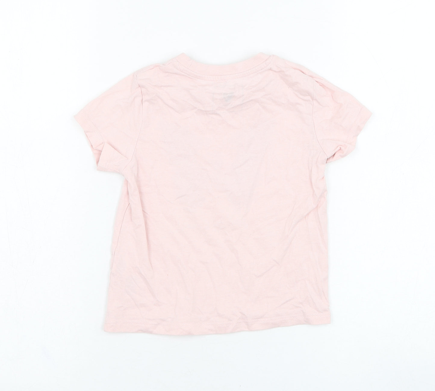 Very Girls Pink  Cotton Basic T-Shirt Size 4-5 Years Round Neck Pullover - Butterfly