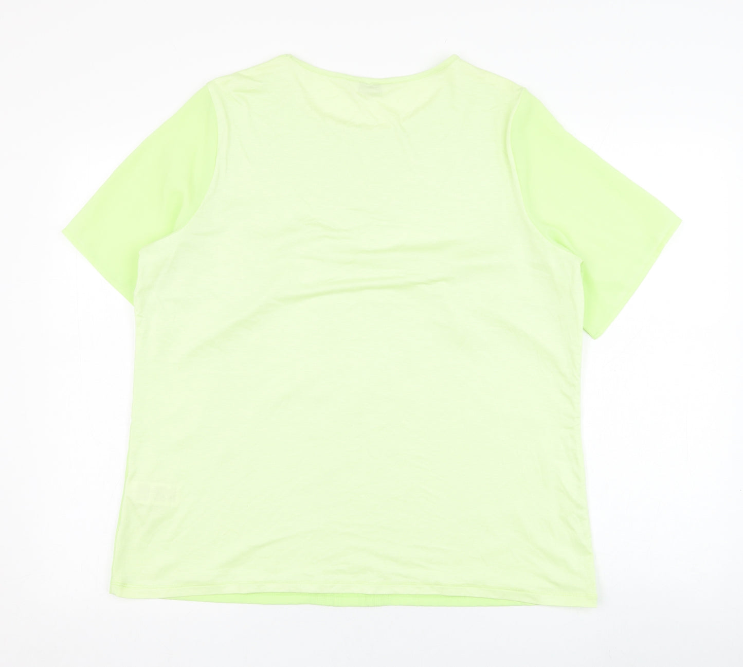 Marks and Spencer Womens Green  Viscose Basic Blouse Size 14 Round Neck