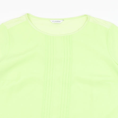 Marks and Spencer Womens Green  Viscose Basic Blouse Size 14 Round Neck