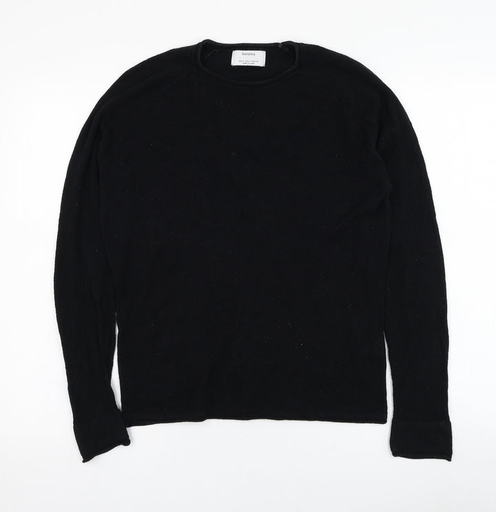 Bershka Womens Black Cotton Pullover Sweatshirt Size S Pullover
