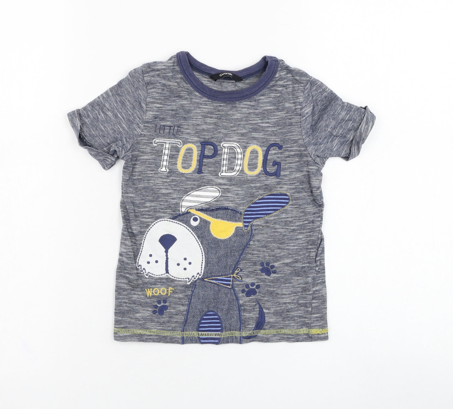 George Boys Grey  Cotton Basic T-Shirt Size 2-3 Years Round Neck Pullover - Top Dog