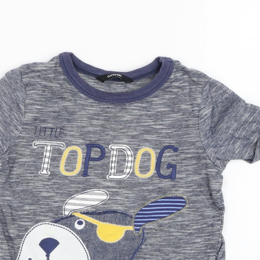 George Boys Grey  Cotton Basic T-Shirt Size 2-3 Years Round Neck Pullover - Top Dog