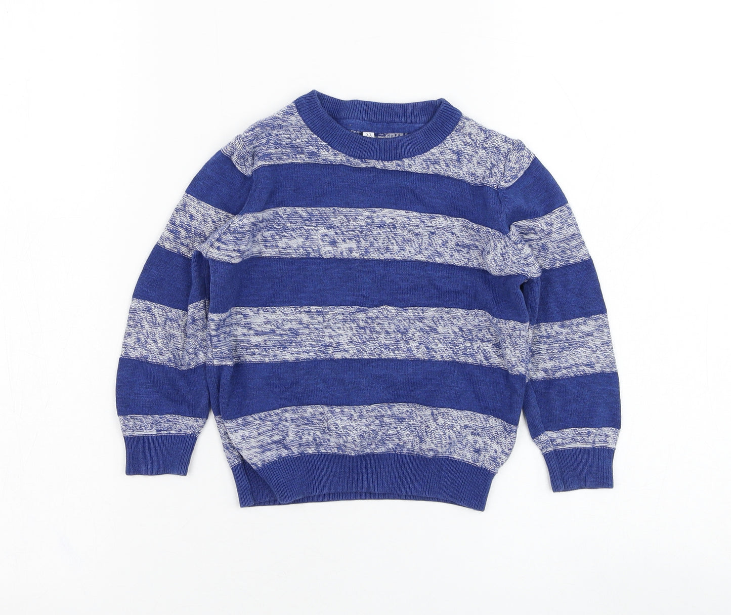 Marks and Spencer Boys Blue Striped Cotton Pullover Sweatshirt Size 2-3 Years  Pullover