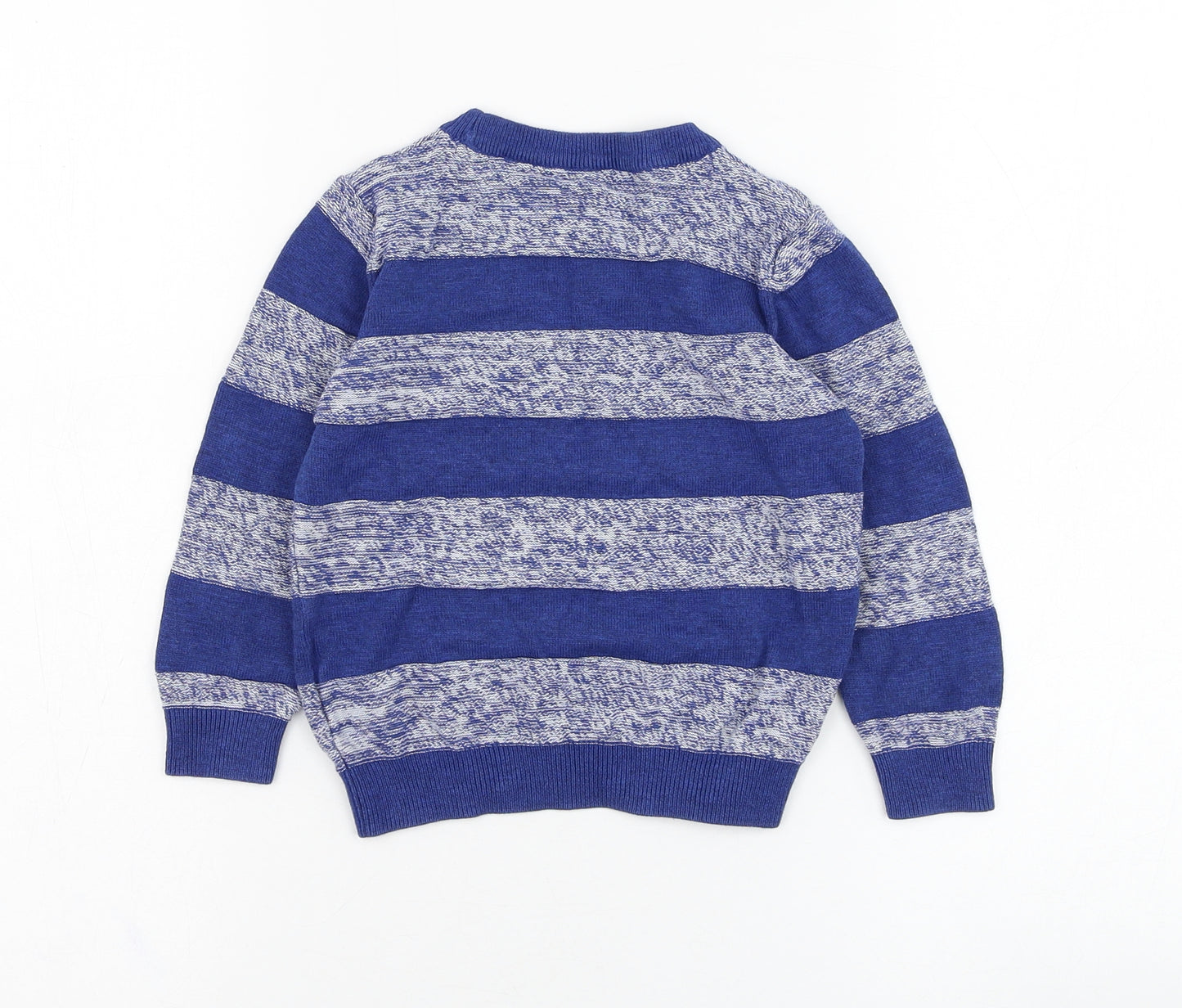 Marks and Spencer Boys Blue Striped Cotton Pullover Sweatshirt Size 2-3 Years  Pullover
