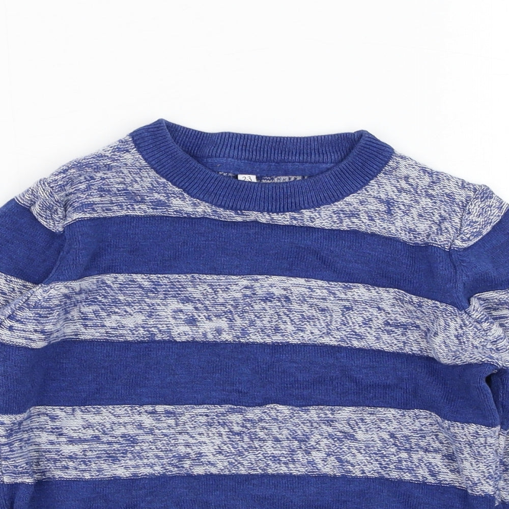 Marks and Spencer Boys Blue Striped Cotton Pullover Sweatshirt Size 2-3 Years  Pullover