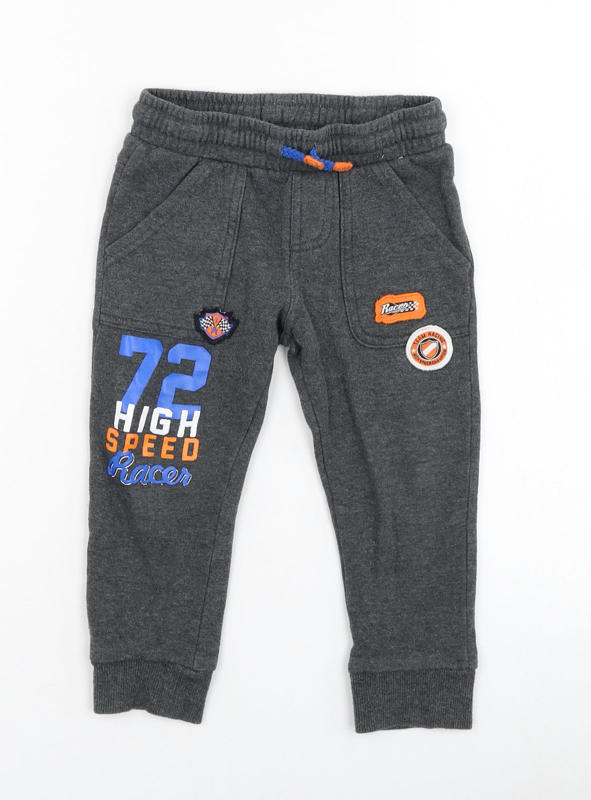 F&F Boys Grey  Cotton Jogger Trousers Size 2-3 Years  Regular Pullover - Racer